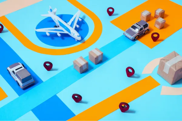 شرکتهای حمل و نقل بینالمللی در ایران- در تصویر هواپیما و جعبه می بینیم